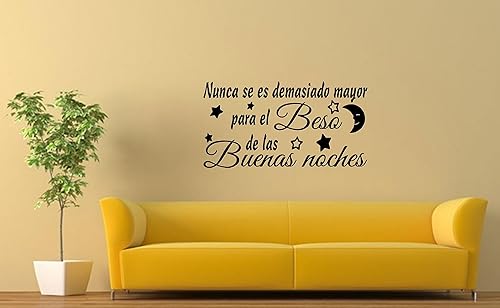 Miniatura 2 de Calcomanías de pared españolas beso buenas noches despegar y pegar decoración decorativa para pared Nunca se ES demasiado Mayor Mensajes textos