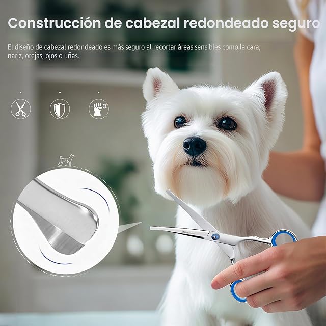 Foto 2 de 8 de Tijeras Peluqueria Canina, Acero Resistente A La Oxidación, Puntas Redondeadas Seguras