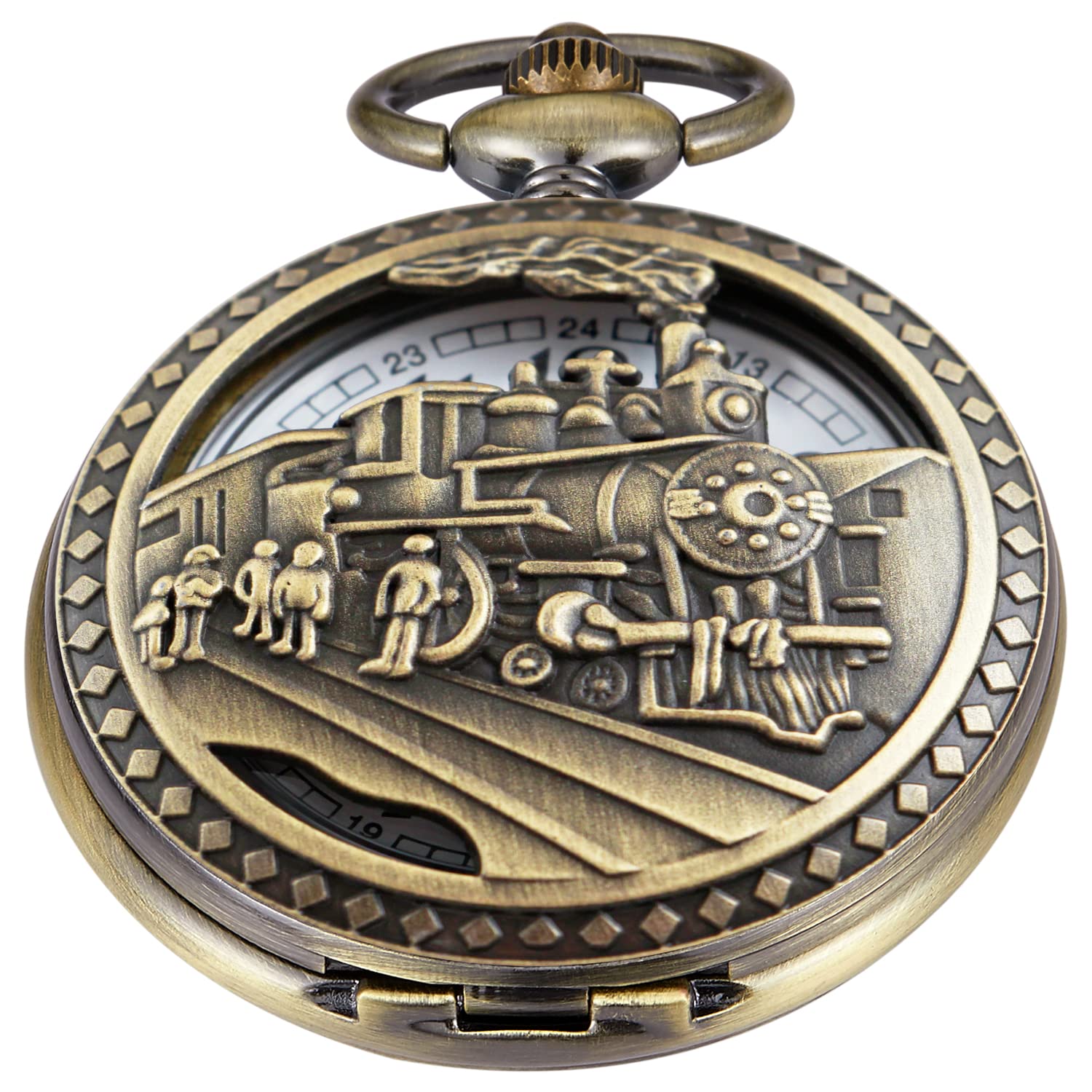 Men's Pocket Watch, Arabic Digital Dial Pocket Watches with Chain for Men