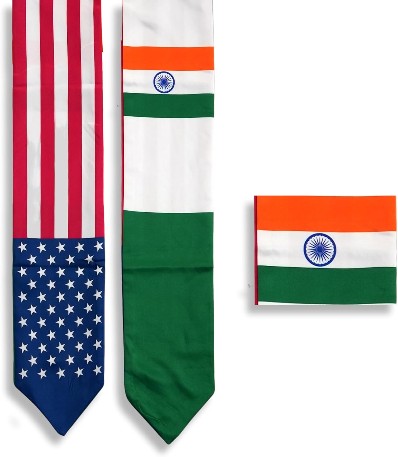 USA And India Flag Graduation Stole,Satin Embroidery Graduation Sash for International Students,72 Inch Length.
