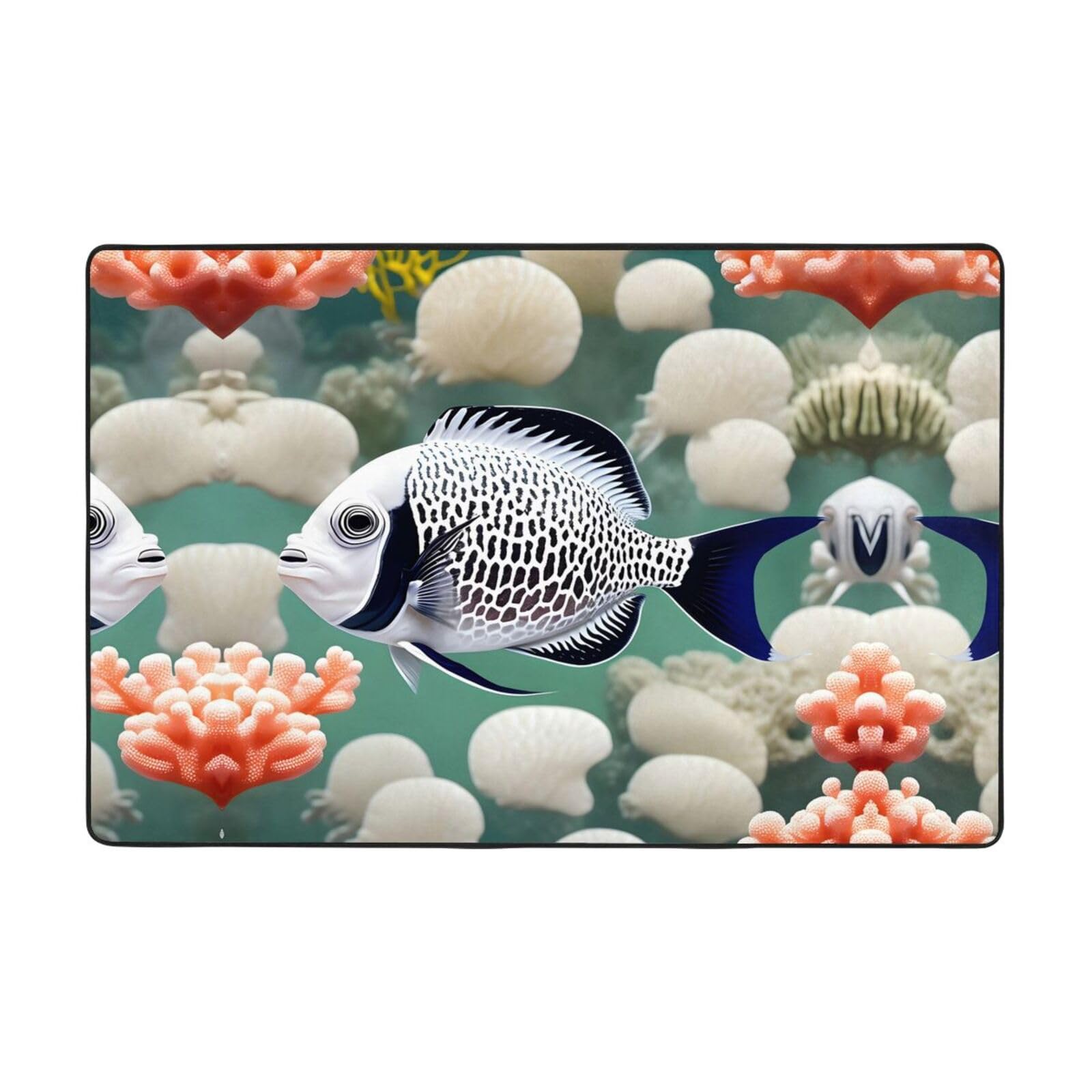 Tapis de sol en flanelle anti sol mouillé poissons blancs