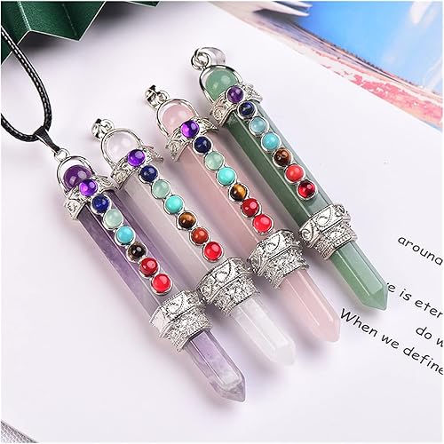 Miniatura 3 de Feng Shui Decorar 1PC Piedra Natural Lápiz Punto Péndulo Para La Radiestesia 7 Varita Reiki Cuarzo Cristal Colgante Péndulo Regalo Espiritual Crudo