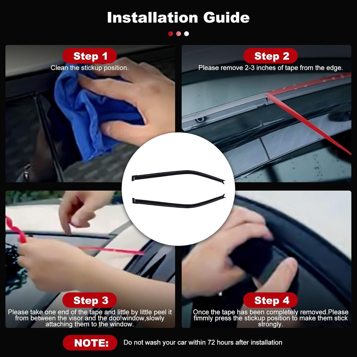 Side Window Deflectors Rain Guards Vent Window Visors for Scion tC 2011-2016 Front