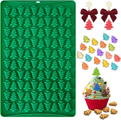 Mini Christmas Tree Silicone Candy Molds, 100 Cavities 3D Christmas