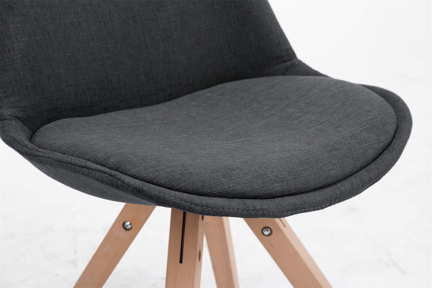 CLP Retro-Stuhl Toulouse Square Mit Stoffbezug Und Hochwertigem Sitzpolster I Lehnstuhl Mit Stabilem Holzgestell I Sitzhöhe 48 cm, Farbe:dunkelgrau, Gestell Farbe:Natur