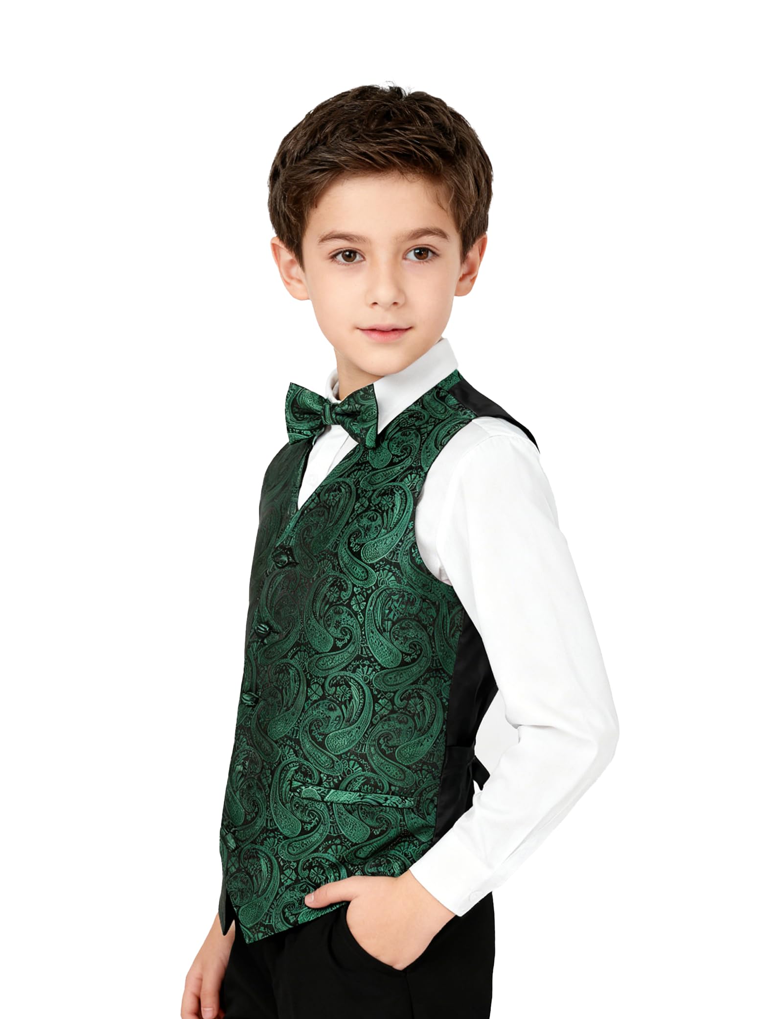 Alizeal Conjunto clásico de pajarita y chaleco de traje para niños