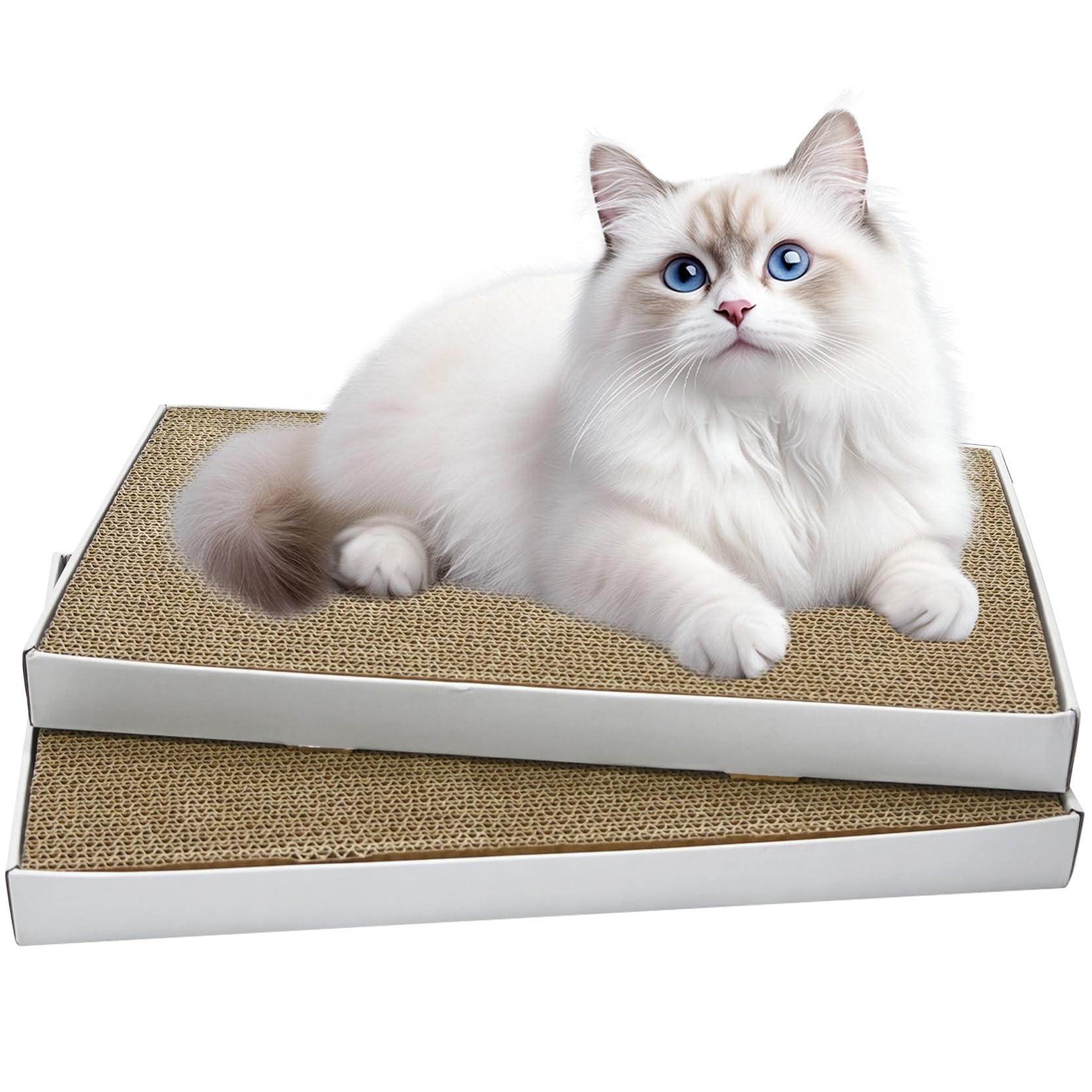 Ram® 2 x Large Cat Scratcher Pad Corrugated Cardboard Kitten Scratcher Board Lounge Indoor Scratcher Pad