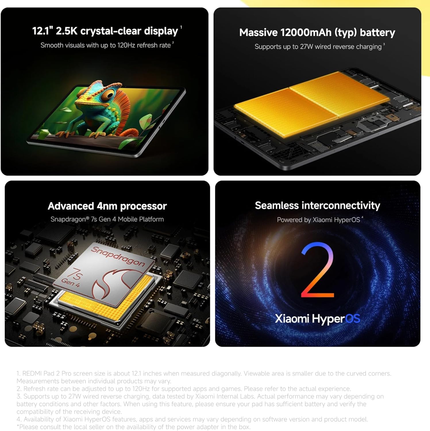 XIAOMI REDMI Pad 2 Pro, 8 + 256 GB, 12,1" 2,5 K 120 Hz, batteria gigante da 12.000 mAh (tipo), processore 4 nm, connettività continua, viola lavanda, WiFi