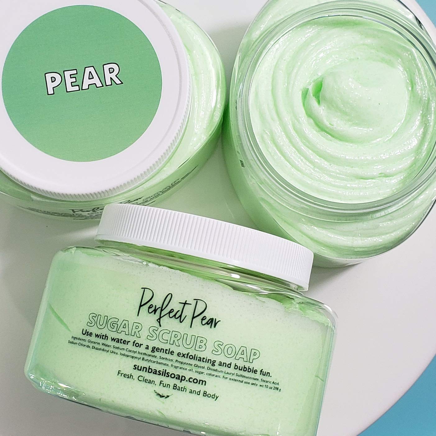 Perfect Pear Whipped Sugar Scrub Exfoliating Foaming Body Polish for Skin - Handmade Soap - 8 oz