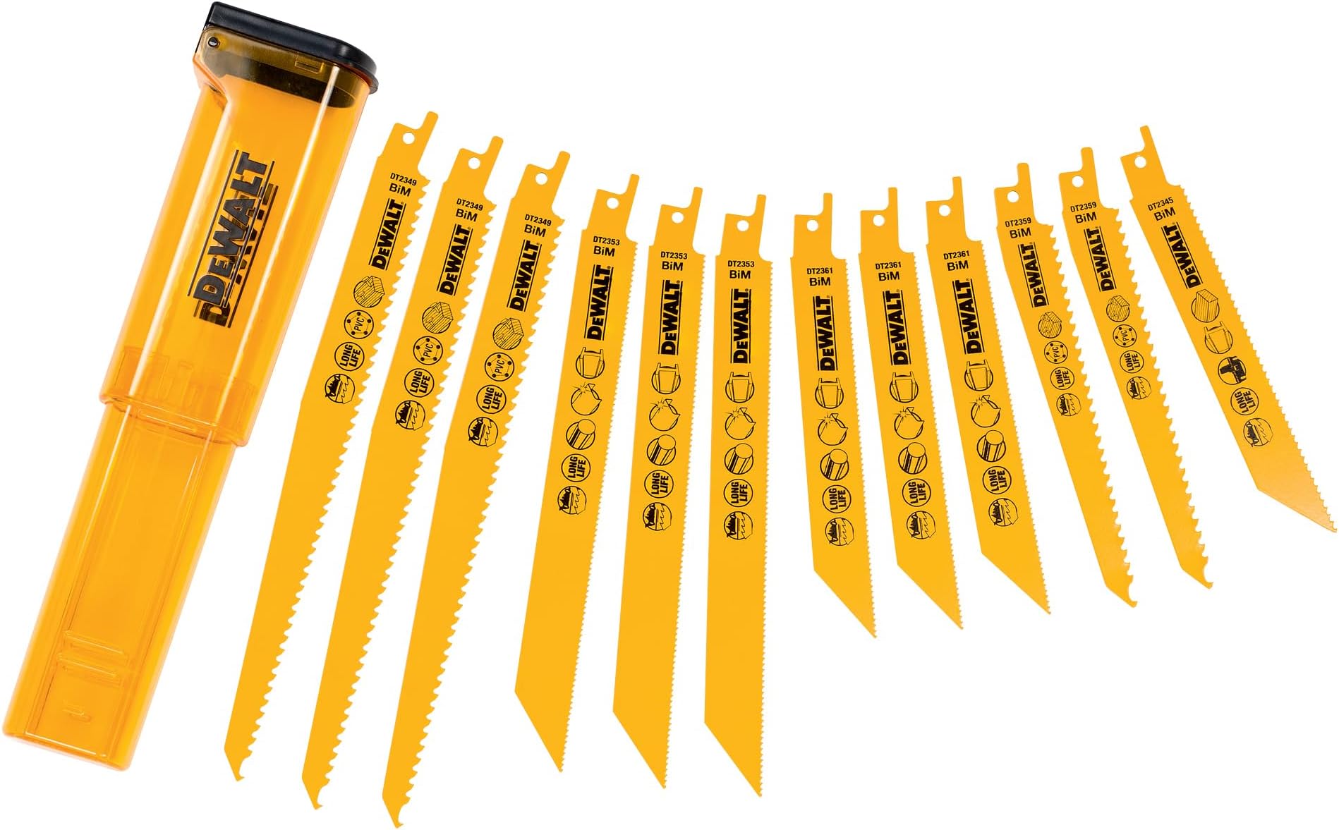 DEWALT Mixed Bi-Metal Reciprocating Blade Set and Storage Case (12 pcs.), DT2445-QZ