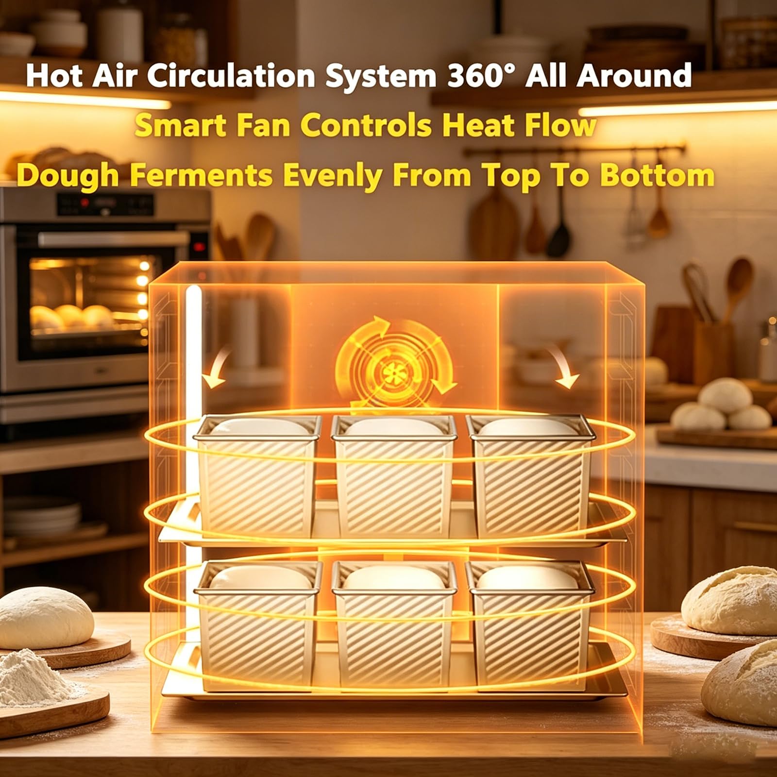 Cella Lievitazione Professionale 100 Litri, Fermentazione Pane Acciaio Inox 6 Strati, LED Integrato, Temperatura umidità Regolabili, Contenere Teglia Forno Dimensioni Massime 480 * 340 Mm