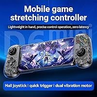 Vista 3 de FINGEREVO D6 Mini controlador móvil para juegos iOS Android PC, BT5.3 y USB-C Streaming Gamepad retráctil para teléfonos Pads N-S transparente