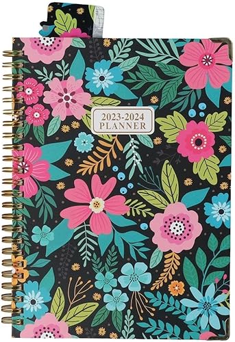 Agenda 2023-2024-julio 2023 a junio 2024, planificador académico, semanal y mensual con bolsillo interior, patrón de flores, papel grueso, 8.5 x 6.2