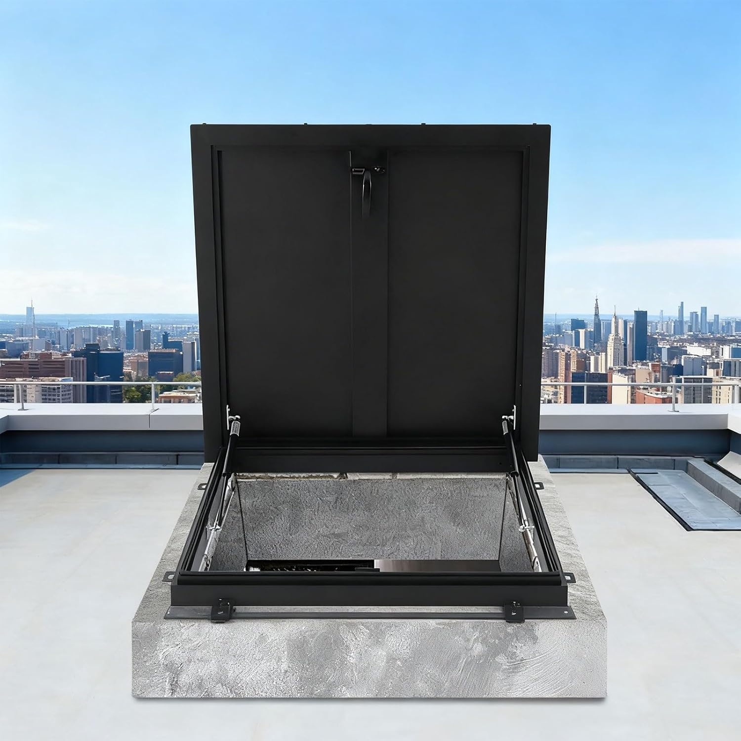 Well Access/Escape Hatch Caps, Aluminum Roof Access Hatch Lid 90° Opening for Pipe Shafts, Electrical Manholes, Residential Attics(70x70cm/27.56x27.56in)