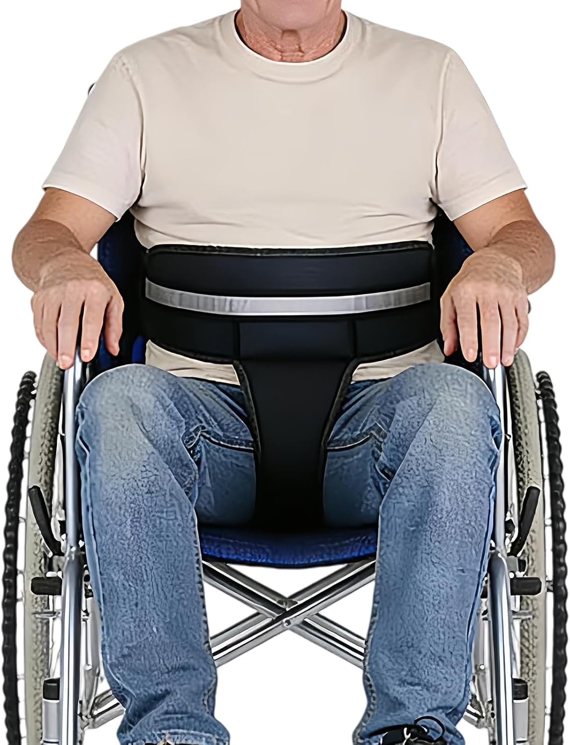 Wheelchair Seatbelt,Wheelchair Harness for Adults,T-Shape Chair Waist Lap Strap with Easy Release Buckles,Suitable for Dementia Patients,Adults,The Elderly,Pregnant,Paralyzed(Black)
