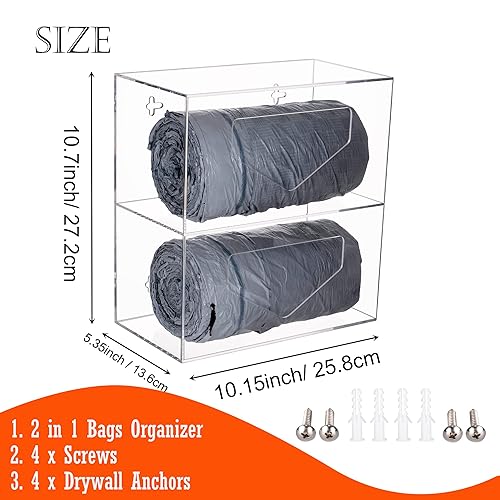 Miniatura 2 de Aphbrada Extra Large Trash Bag Dispenser Roll Holder, Wall Mount Acrylic Garbage Bag Dispenser Roll Holder for Kitchen Cabinet, Trash Waste Bin
