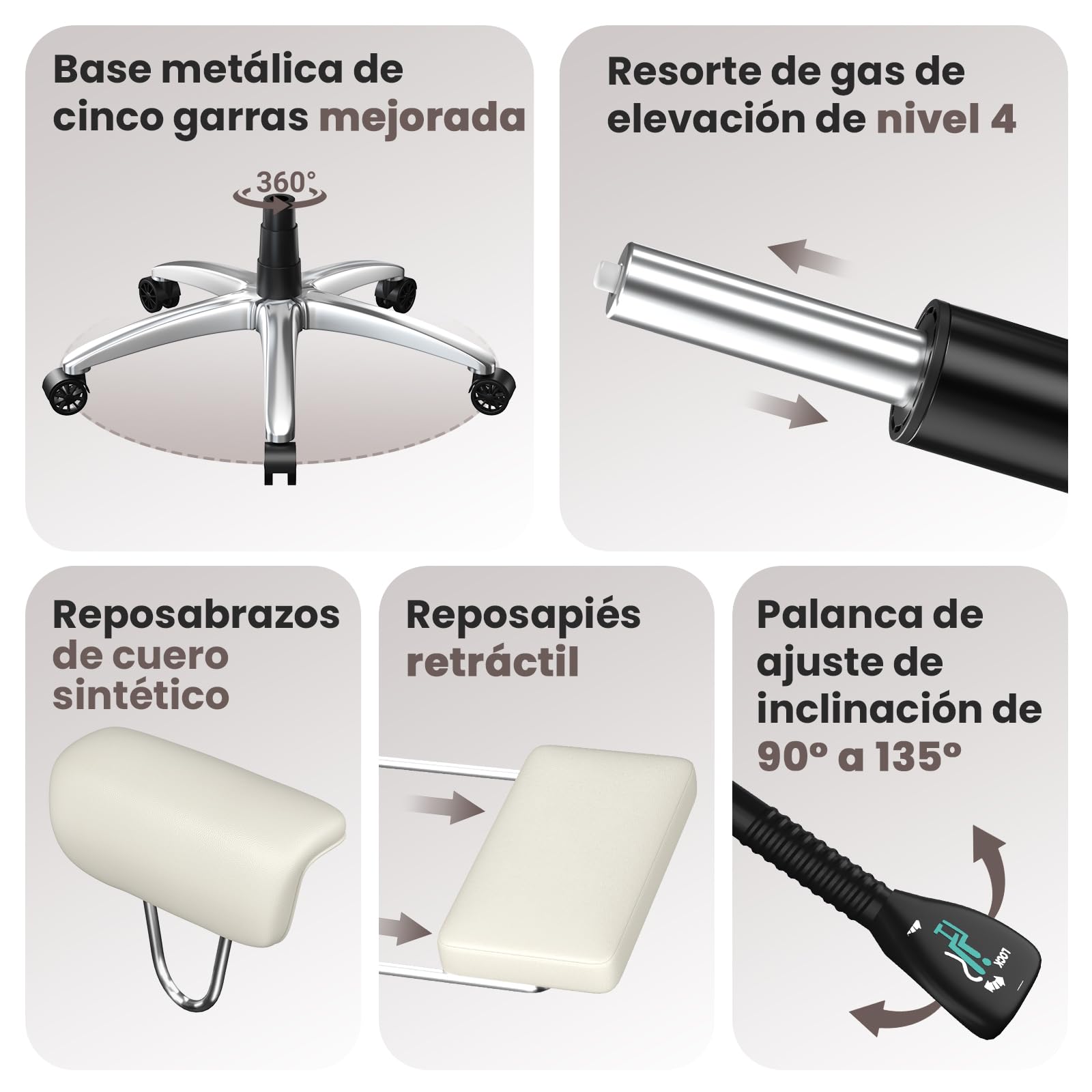 rattantree Sillón Ejecutivo ergonómico con reposapiés, Silla de Oficina Piel sintética con Respaldo Alto, Silla Escritorio para Oficina y teletrabajo, Blanco