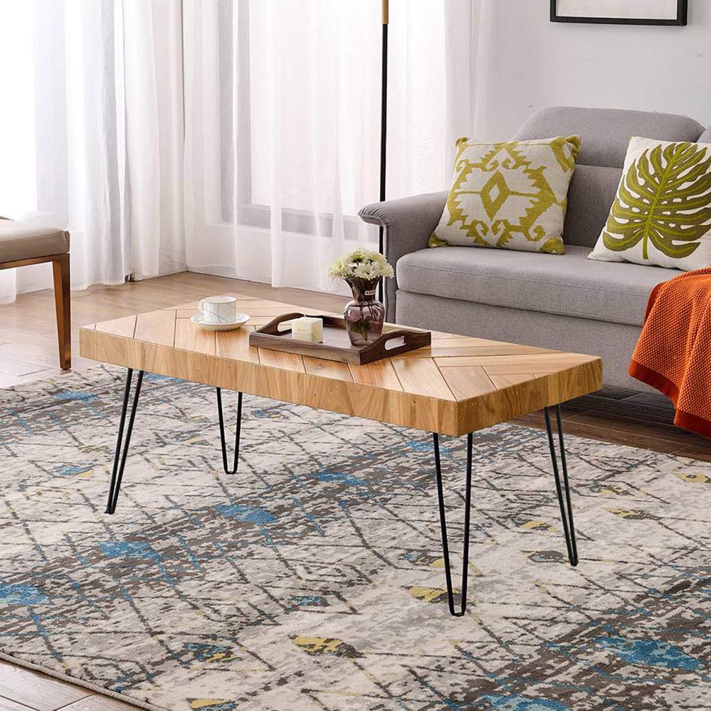 Table Sospeso En Bois Massif, Noyer En Finition Naturelle Faite à La Main Contemporaine