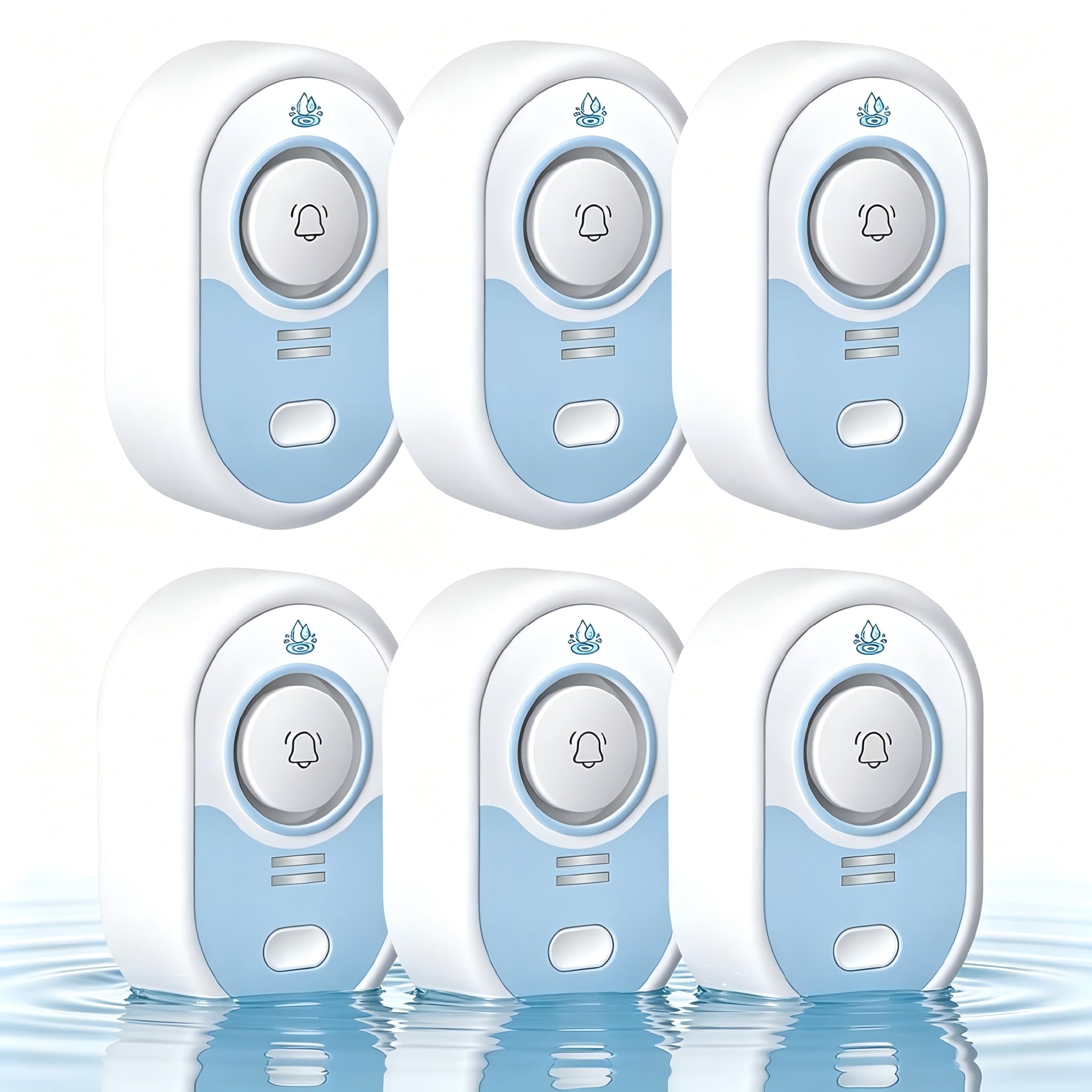 VETOUCH Water Leak Detector with Loud Alarm, 100dB Siren & LED Flash, Water Sensor Alarm for Home, Basement, Sump Pump, Kitchen, Bathroom, RV, Water Heater, Indoor Outdoor, 6-Pack