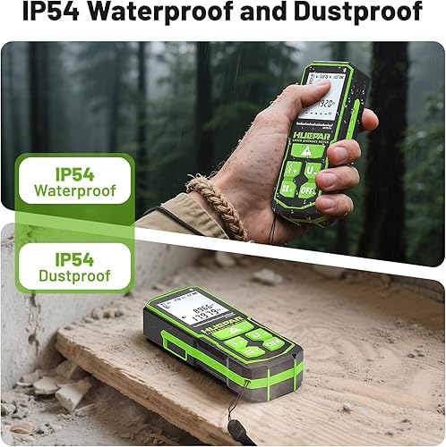 Miniatura 6 de Huepar - Herramienta de medición láser verde Bluetooth de 395 pies con sensor de ángulo, herramienta de medición de distancia láser de precisión de