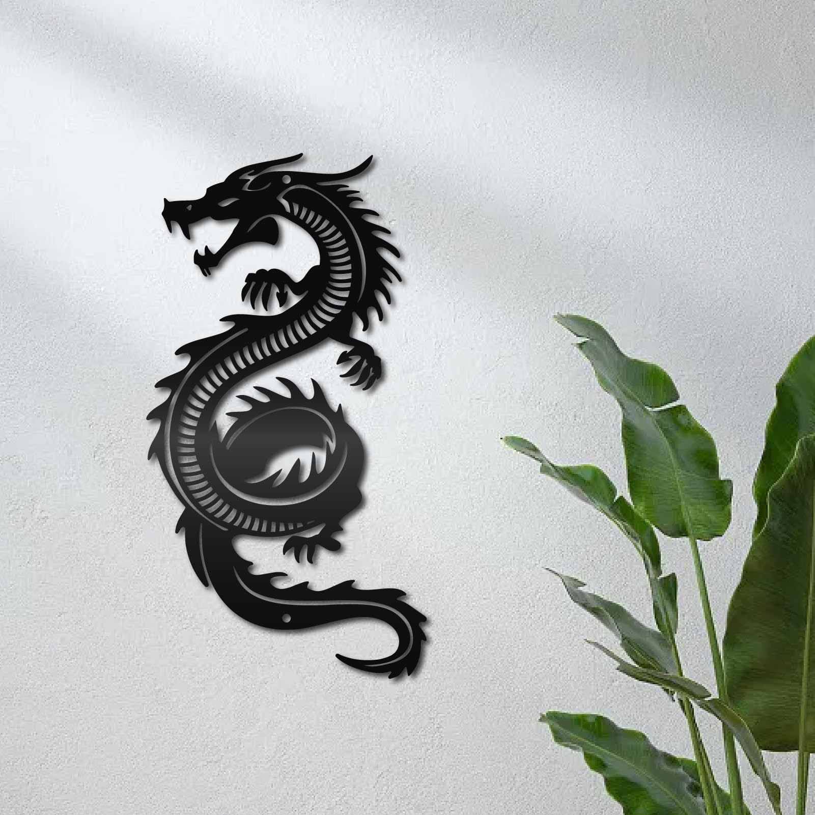 CREATCABIN Draak metalen wanddecoratie zwart ijzeren muurkunst Japanse