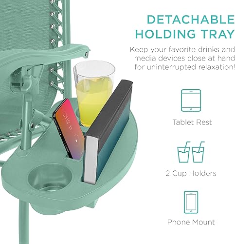 Miniatura 117 de Best Choice Products Juego de 2 sillas reclinables ajustables de malla de acero con gravedad cero con almohadas y bandejas portavasos, color arena