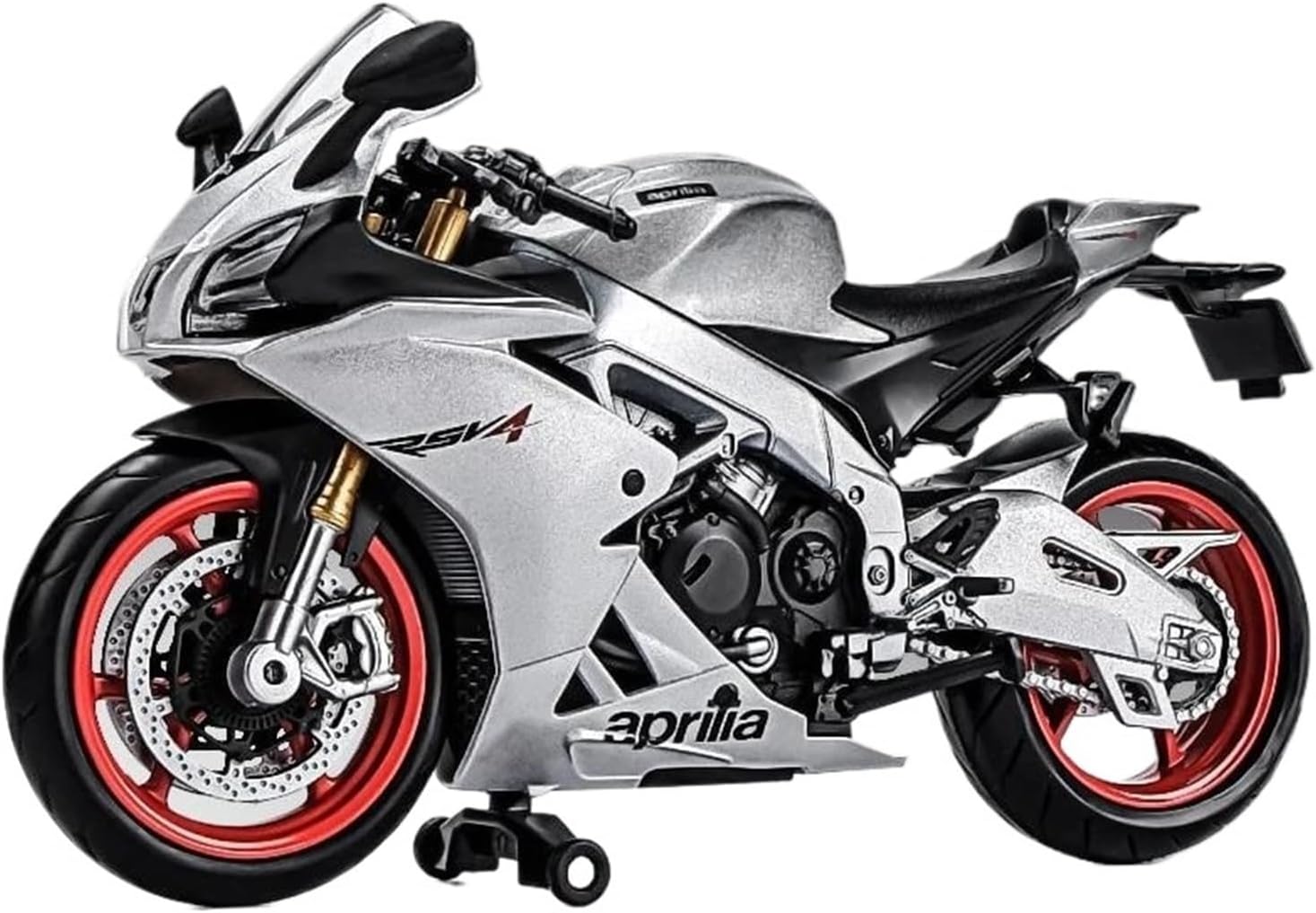Mini Simulation Motorcycle Toys 1/12 for Aprilia RSV4 RR1000 Alloy die-Casting Motorcycle Model Series Toy Gift Adult for Boys(White)