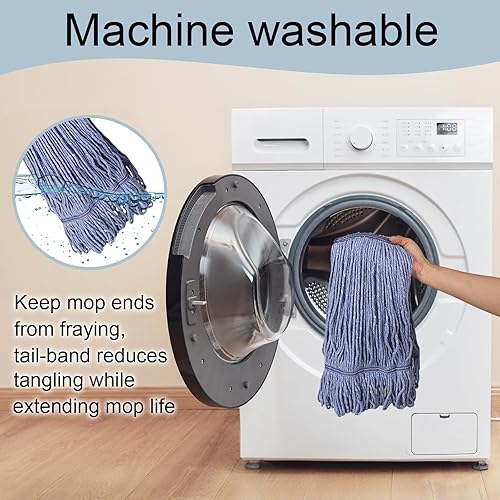 Miniatura 6 de JERIA Paquete de 4 repuestos de cabezales de trapeador resistentes, cabezal de trapeador de cuerda para uso comercial, utilizado para el hogar, la