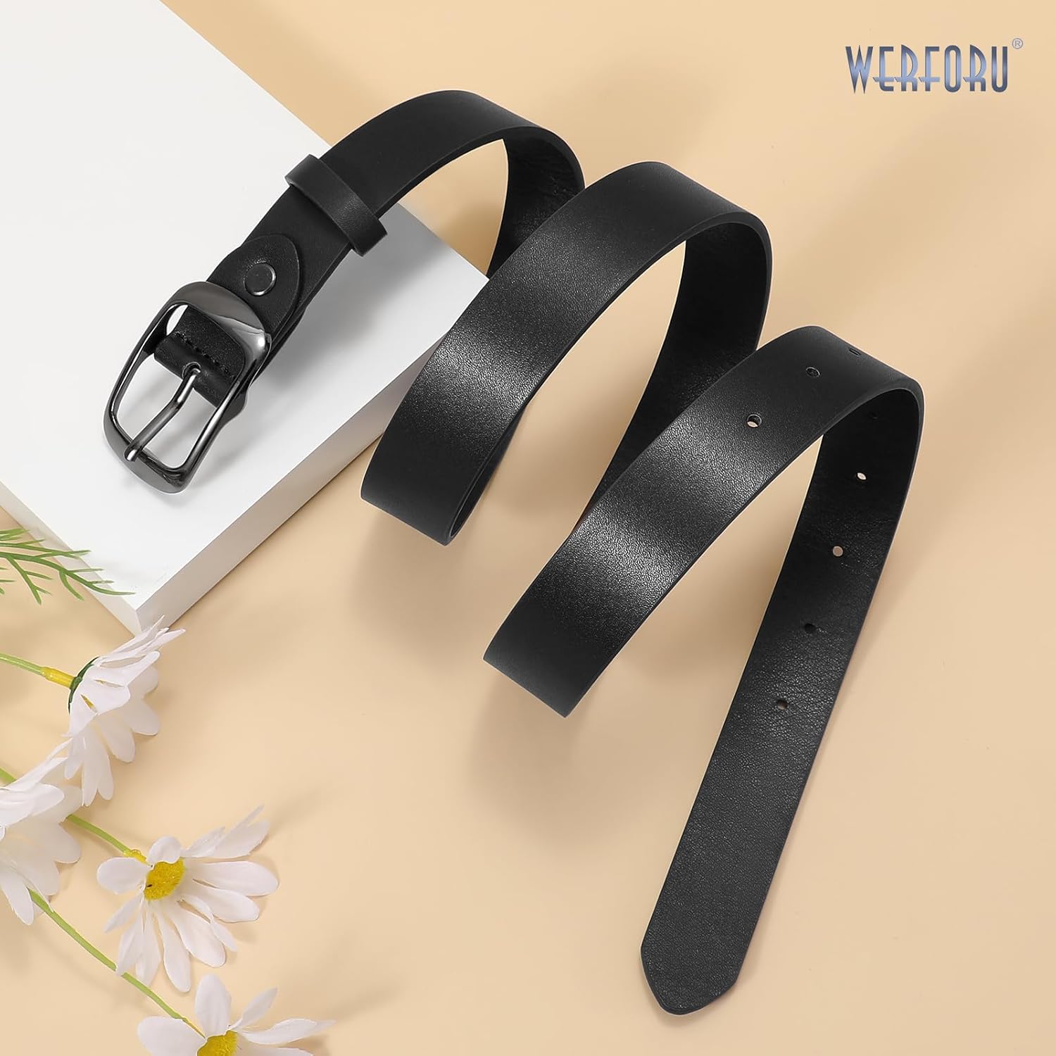 WERFORU Plus Size Belt for Women Leather Belt with Metal Buckle Ladies Casual Belt for Jeans Pants - Image 6
