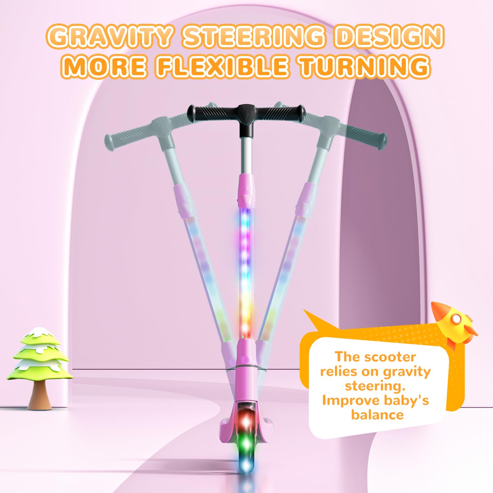 SISIGAD Monopattino elettrico per bambini da 6 a 10 anni, scooter elettrico per bambini da 5,3 pollici con luci LED e 3 altezze regolabili, carico massimo 70 kg, velocità massima 10 km/h, autonomia