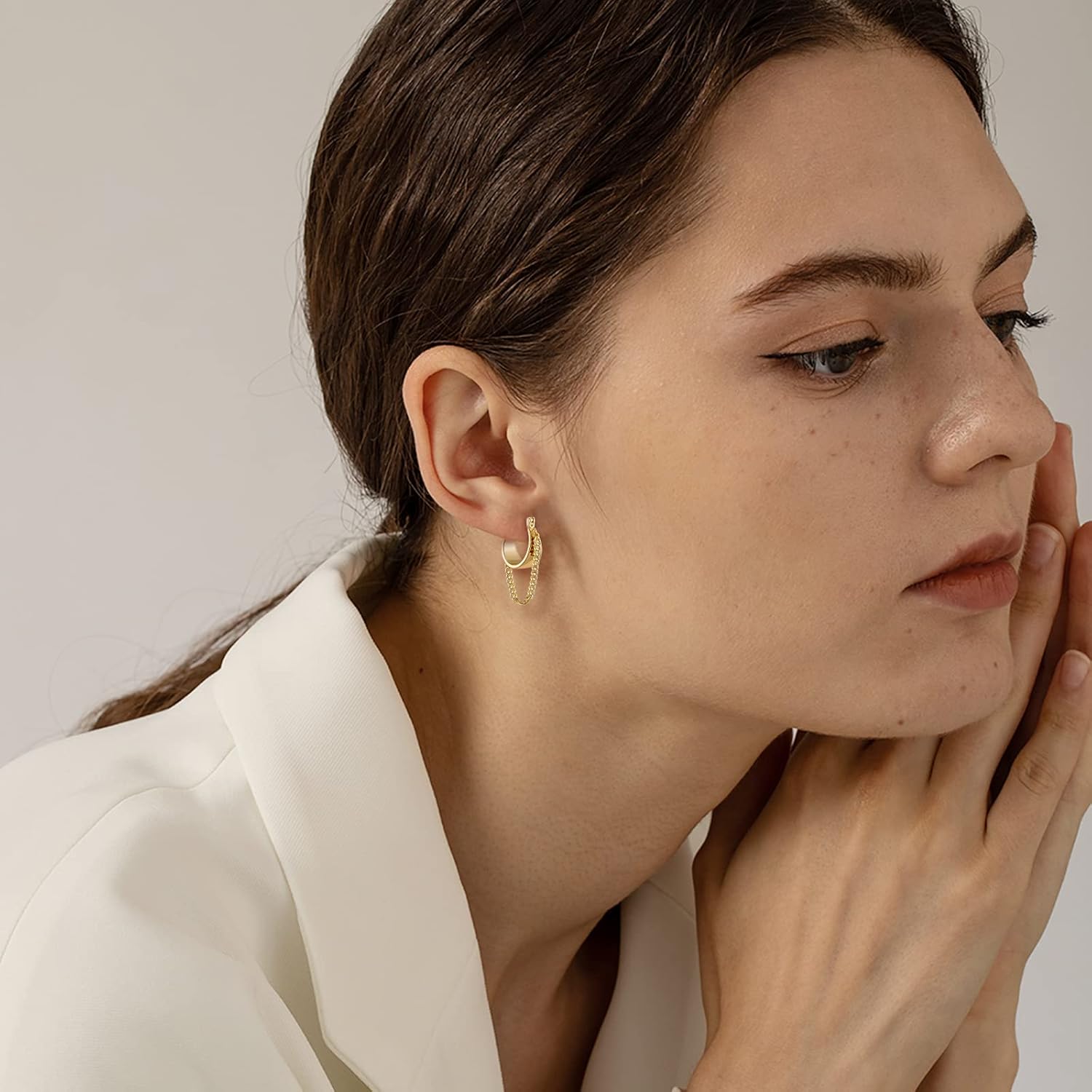 Ritach Gold Chain Earrings for Women Trendy Dainty 925 Sterling Silver Post 14k Gold Plated Chain Tassel Dangle Hoop Earrings for Gifts - Image 6