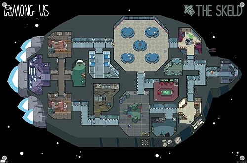 Miniatura 4 de Among Us - Póster de pared Skeld Map con pasadores