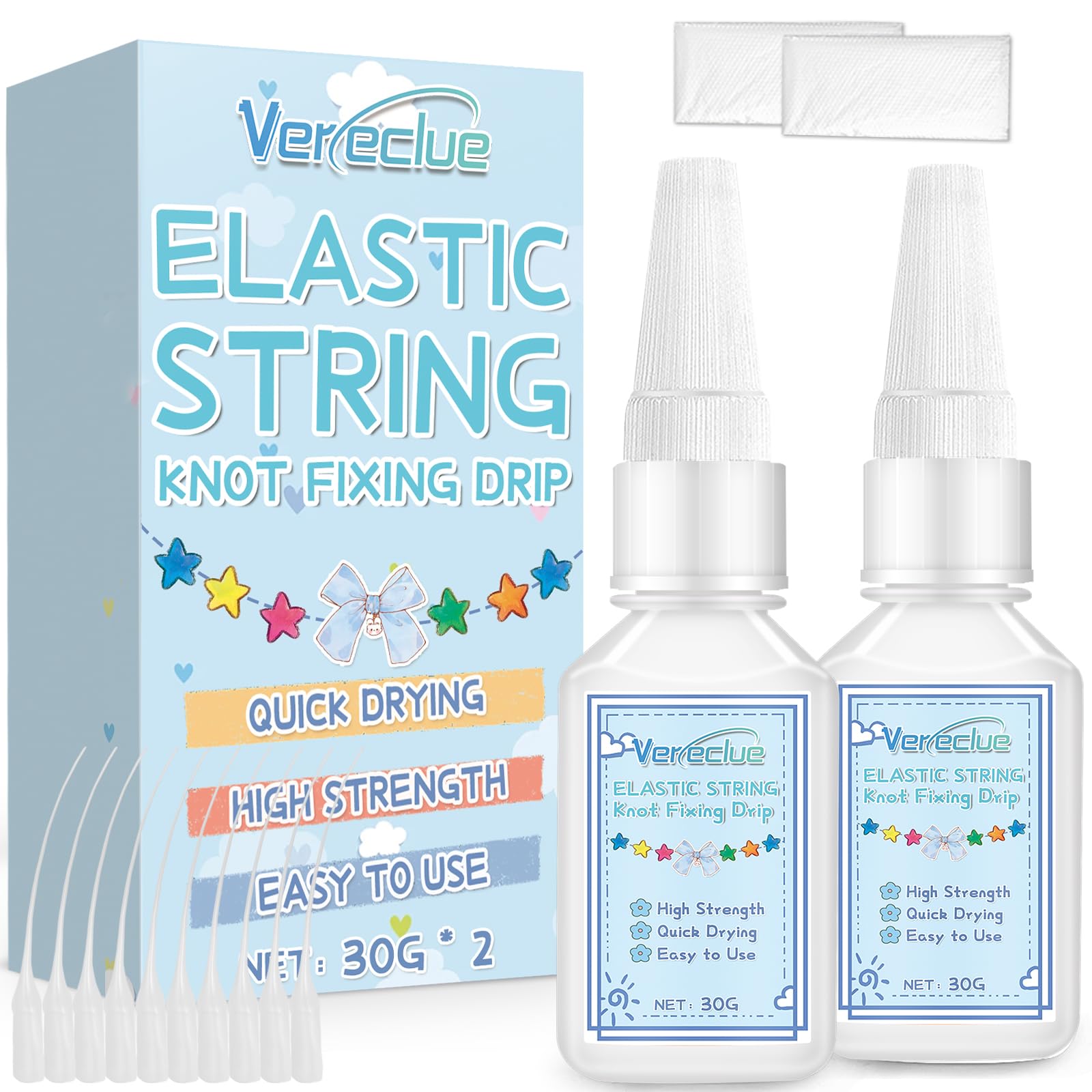 Bracelet String Professional Elastic String Kont Fixing Drip, Clear Bracelet Glue, Keep Stretchy String Stay Tied for Jewelry Making Supplies, Clay Beads Bracelets, 30g*2