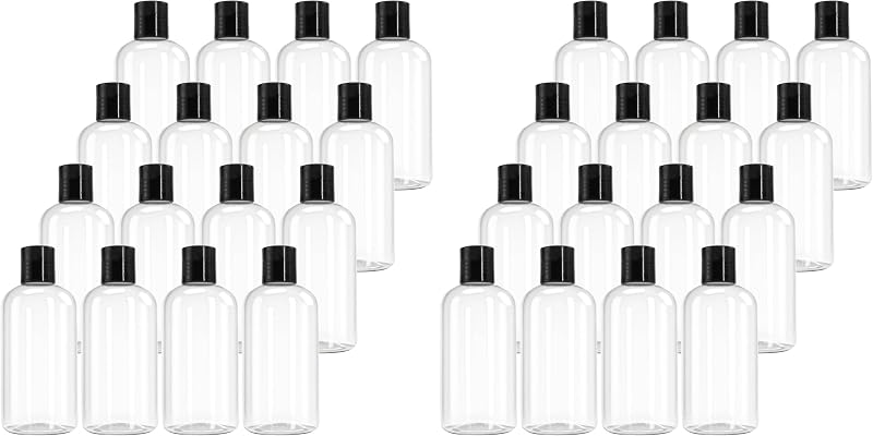 Bekith Frascos Plásticos Vazios Transparentes de 240 mL com Tampa Disc Top, Pacote com 32