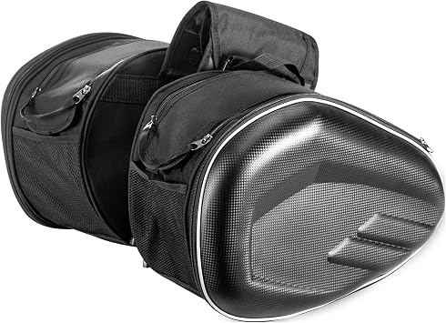 Youyijia Motorcycle Saddle Bag Universal Waterproof Expandable Motorcycle Panniers Side Bags with Rain Cover Durable Oxford Material for Long-Distance Travel Black