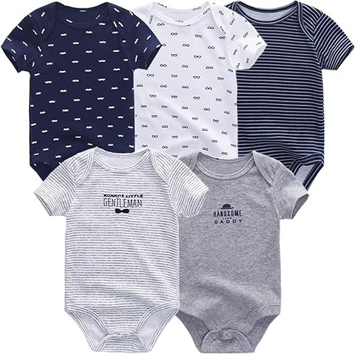 Miniatura 3 de ZAV Ropa unisex para bebés, paquete de 5 mamelucos de manga corta y 3 mamelucos con pies para bebé
