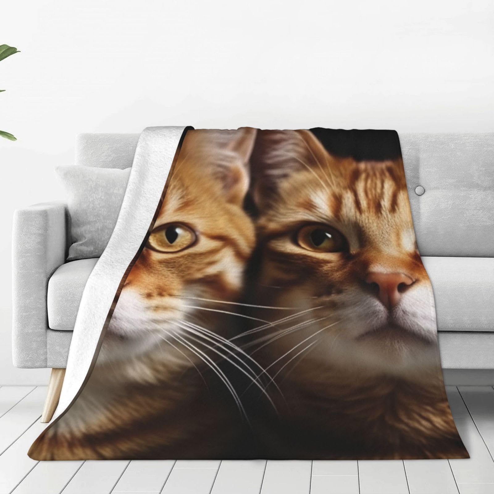 KLOPH Cats Throw Blanket 40"x30" Flannel Fluffy Warm Blanket for Couch, Reversible Plush Blankets for Bed, Comfy Fuzzy Blanket for Sofa, Plush Lightweight-Blankets for All Season