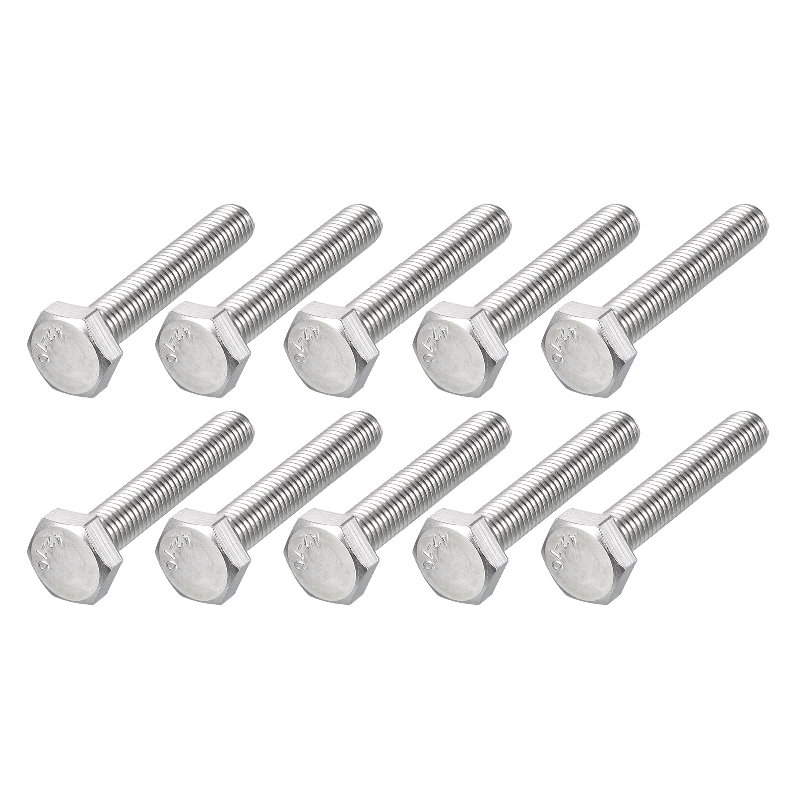 METALLIXITY Hex Bolts (M10-1.5x60mm) 10Pcs, 304 Stainless Steel Coarse Fully Threaded Hex Head Screw Bolt Machine Screws - for Furniture Repair