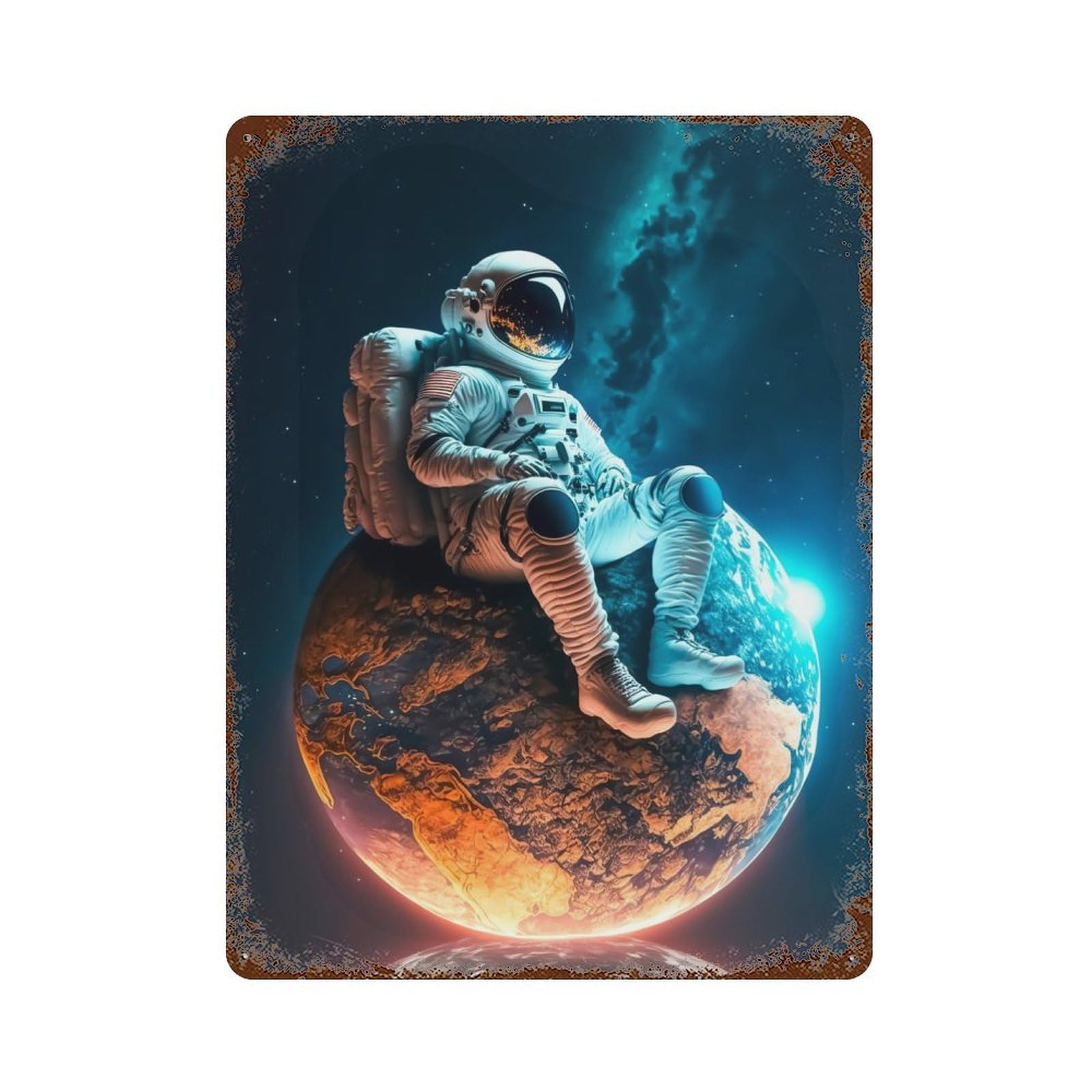 Above The World Retro Metal Sign 15.7"x11.8", Vintage Wall Decor for Garage, Pub Or Kitchen