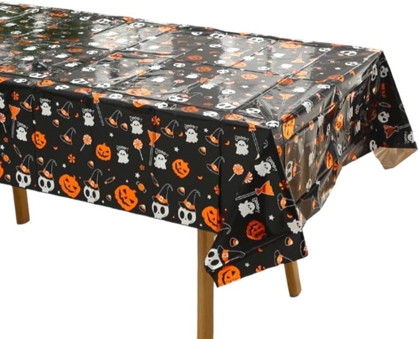HIGHLAND Halloween Disposable Table Cloth - Plastic Table Cover for Party Supplies and Decorations - Dinner Party Decor