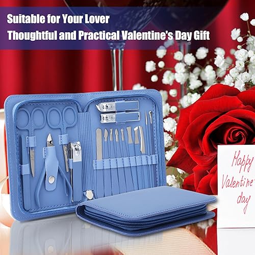 Miniatura 2 de Juego de manicura profesional, kit de cuidado de uñas de 17 piezas con uñas encarnadas de acero inoxidable, cortador de cutículas, kit de pedicura,