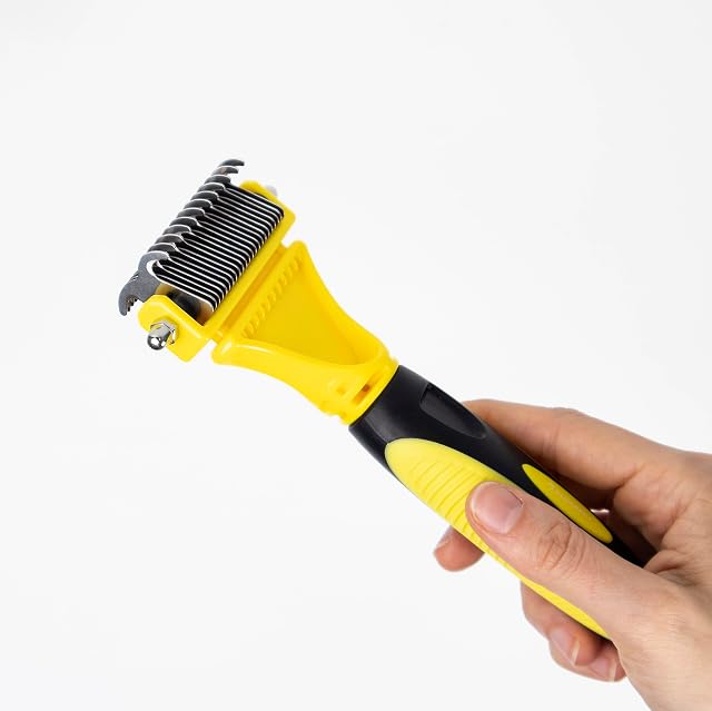 Foto 2 de 7 de GLÜCKPET Cepillo para Perro, Elimina el Pelo Muerto, Desenreda Nudos, Amarillo, Certificado CE