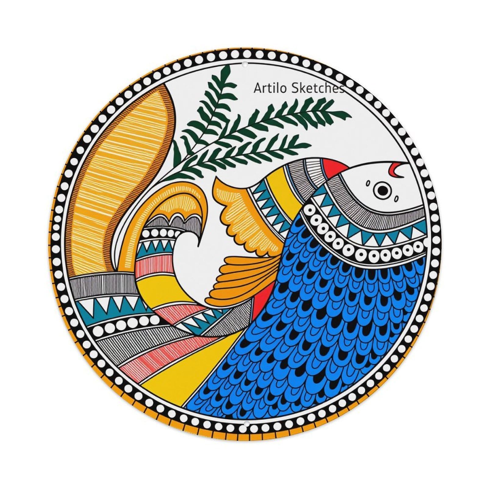 Jdfenggu Vintage Colorful Bird Pattern Design Art Retro Metal Tin Sign, Metal Poster For Bar, Home, Man Cave, Kitchen, Laundry Room Art Decor 8X8 Inch