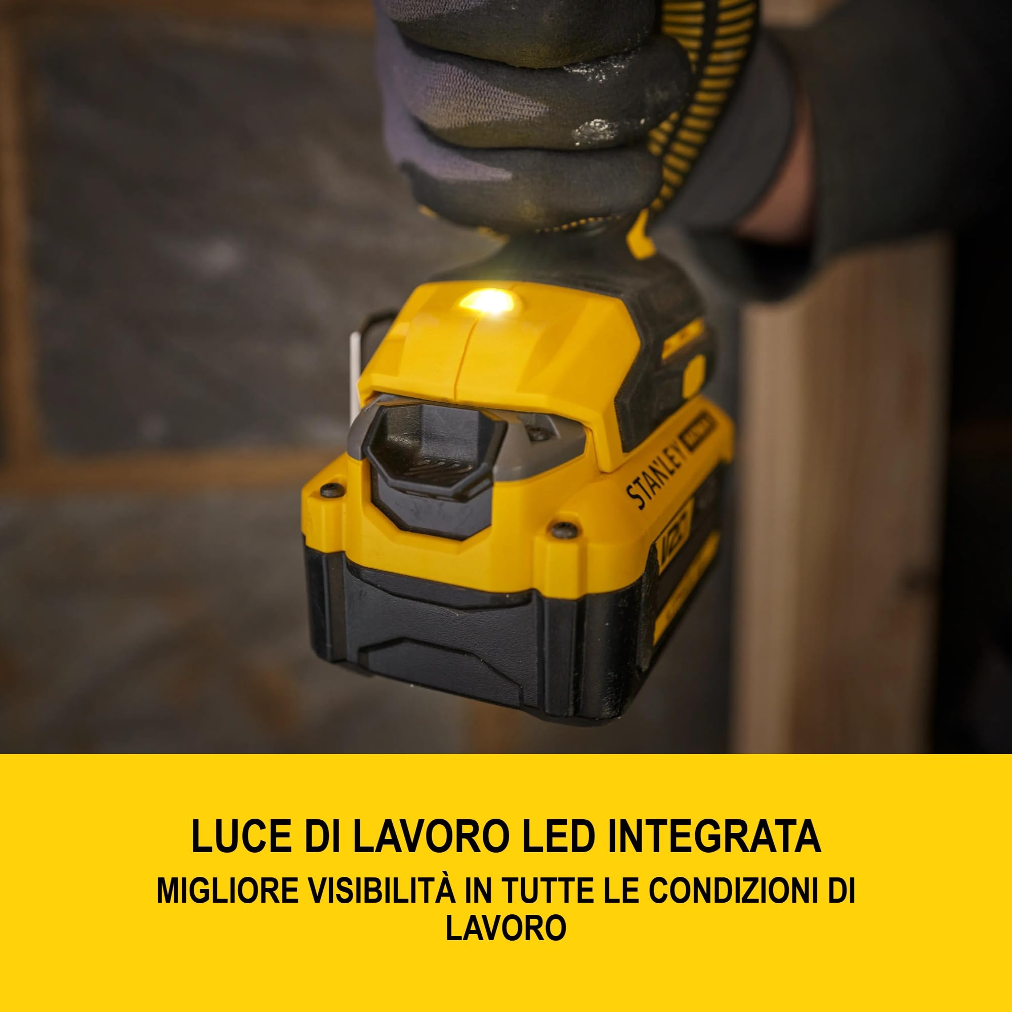 STANLEY V20 Trapano avvitatore a percussione a 2 ingranaggi senza fili, include 2 batterie agli ioni di litio da 2,0 A, caricatore da 1,25 A e valigetta ProStack, 18 V, SFMCD716D2T-QW
