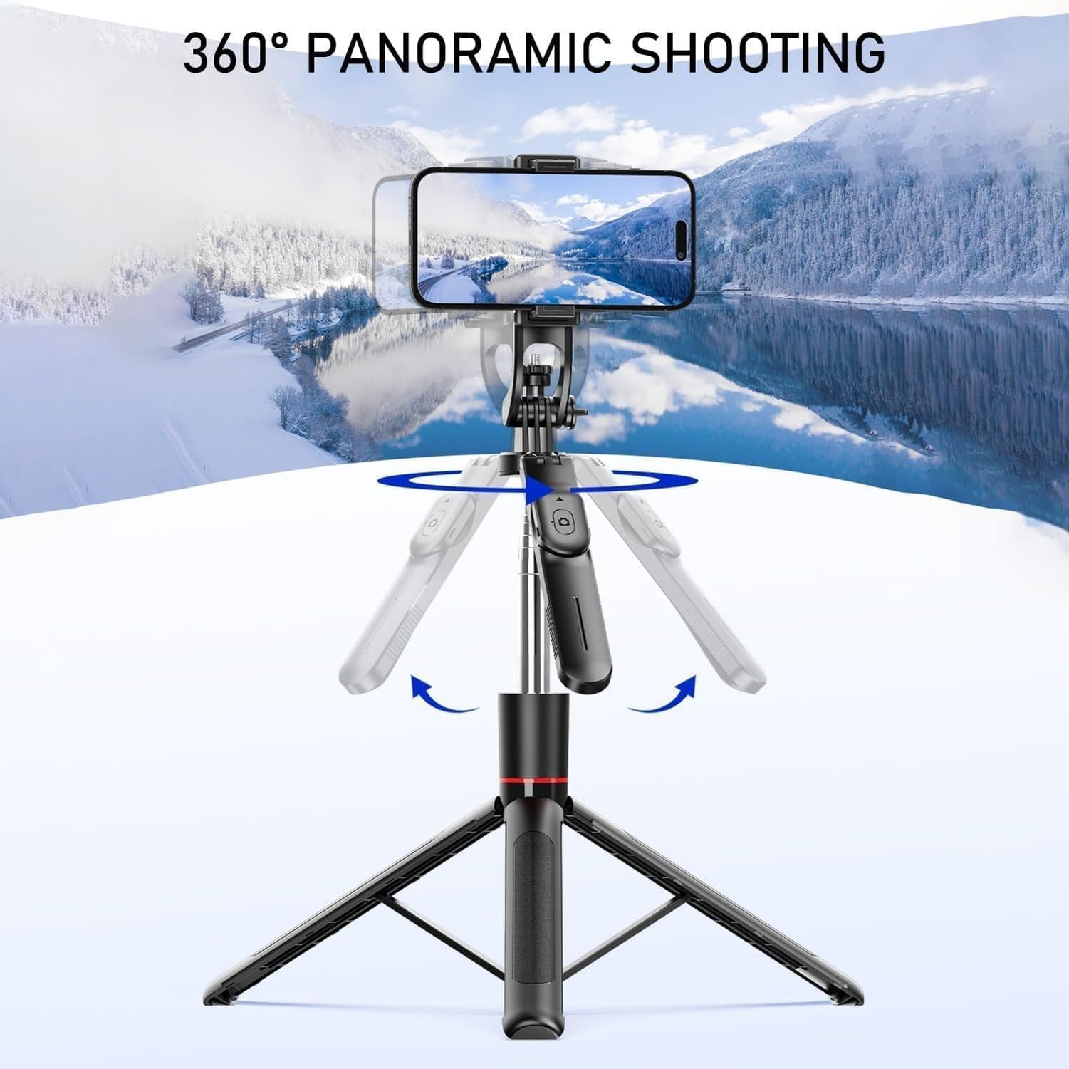 Trípode Gimbal Estabilizador 2 en 1 para Móvil, Palo Selfie 360° Antivibración Repartir Cada Movimiento, Plegable Robusto Estabilidad Sólida, Negro