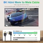 Duttek 8K 90 Degré HDMI câble 1FT, 48Gbps Angle gauche court HDMI 2.1 Cord, Ultra mince flexible Slim Compatible pour le jeu PC moniteur TV moniteur PS5 Ordinateur Xbox