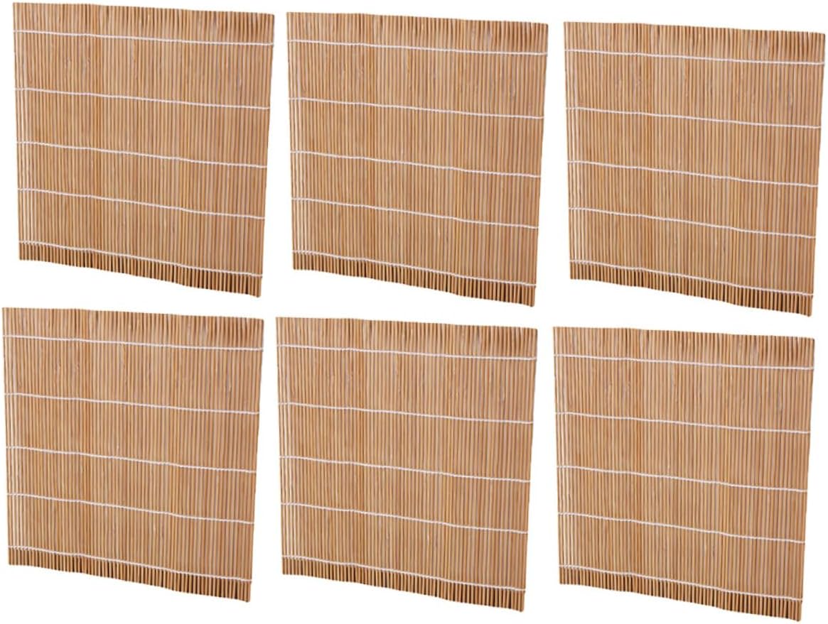 6pcs Bamboo Sushi Rolling Mat Set, Foldable Stain Resistant