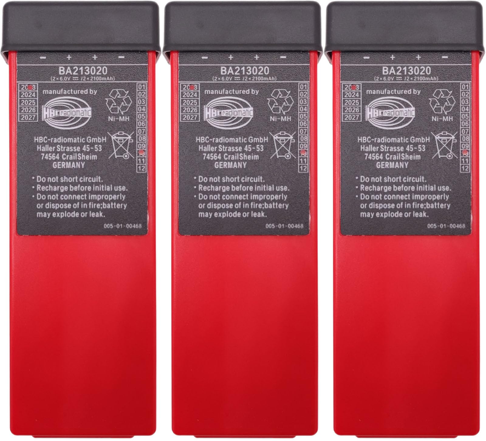 Lot de 3 piles rechargeables BA213020 6 V 2100 mAh Ni-MH HBC Radiomatic BA213020 BA214061 FUB10AA pour grue HBC télécommandée