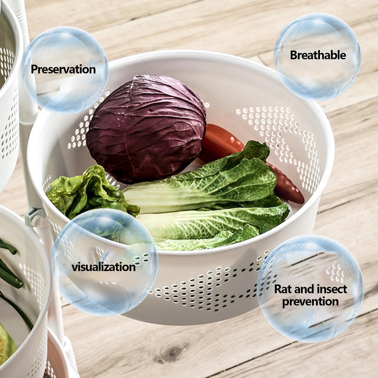 Estantería de almacenamiento giratoria de cocina - de almacenamiento para | verduras multicapa | Organizador de estantes para almacenamiento de alimentos | Cómodo almacenamiento para cocina, sala