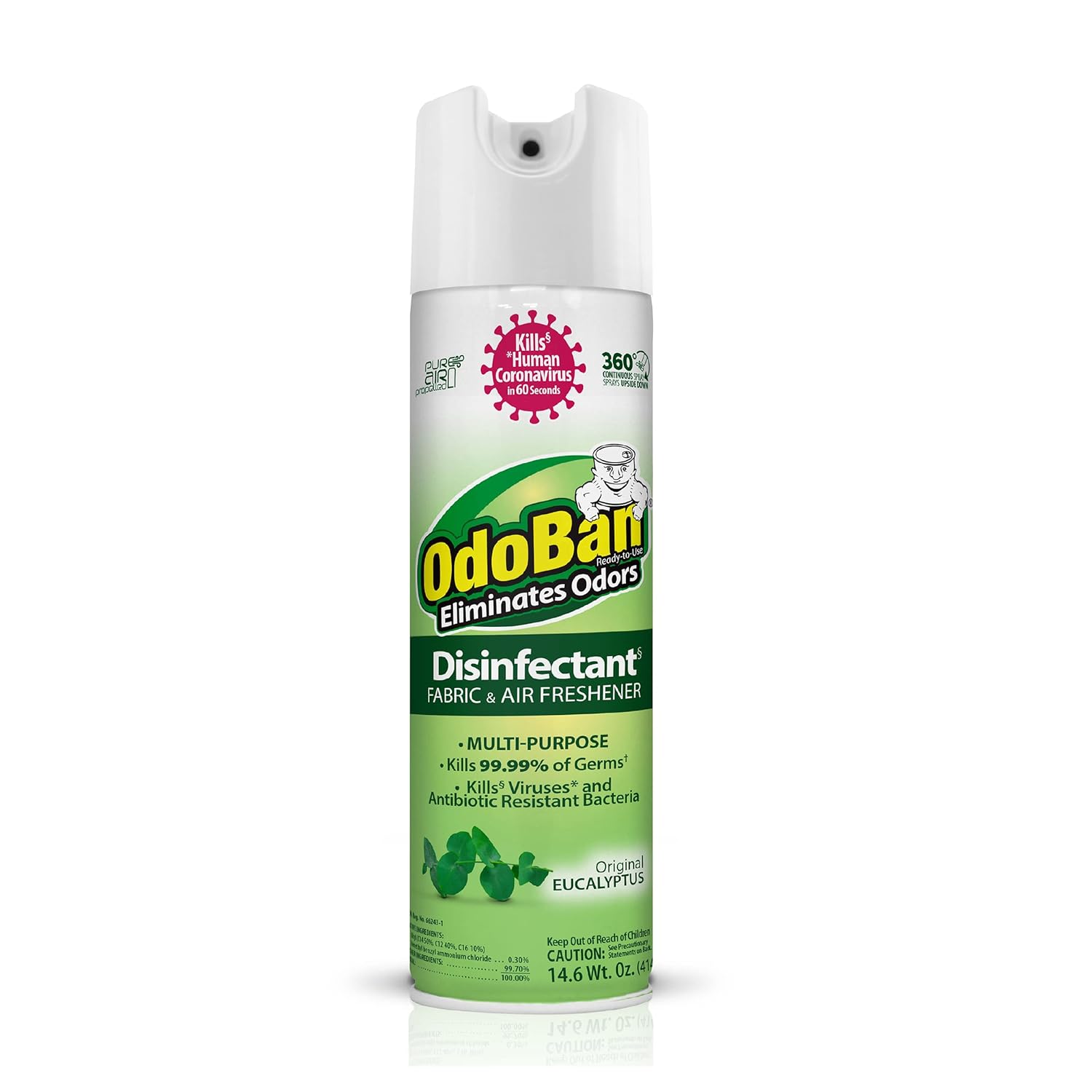 OdoBan Ready-to-Use 360-Degree Continuous Spray Disinfectant Harsh Aroma Eliminator Fabric and Air Freshener Made in the USA Original